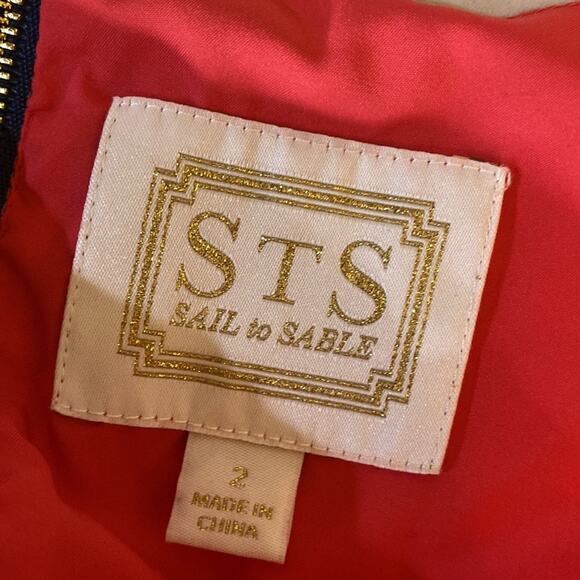 STS Sail to Sable Pink Coral Silk Ruffle Sleeve Swiss Dot Dress Size 2 - Picture 9 of 10